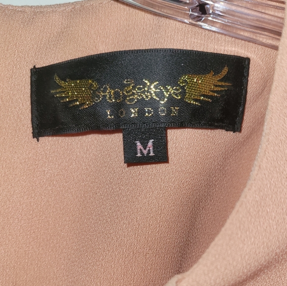 Women's Peach/Light Pink Dress with Ruffles on Shoulders - Picture 4 of 4